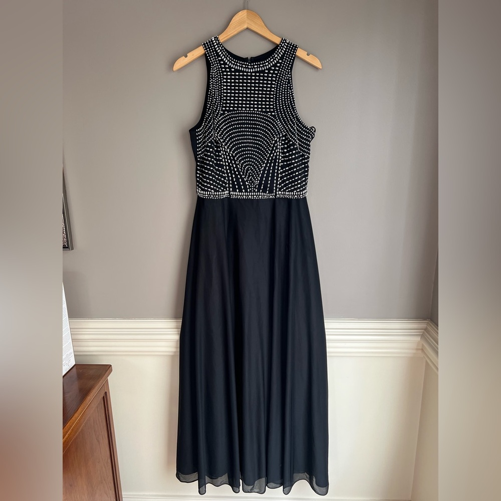 Chic Black Beaded Maxi Dress